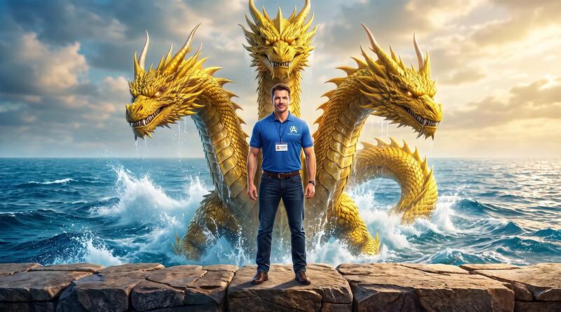 HydraVideo founder with hydra dragon